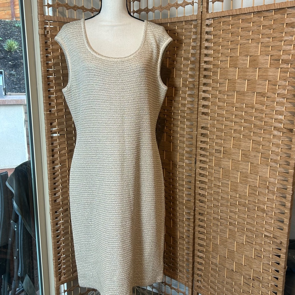St. John Cream Sleeveless Knit Dress